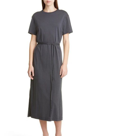 vince pima cotton midi dress Vince Belted Pima Cotton Midi Dress in Tide Pool at Nordstrom, Size Xx-Small